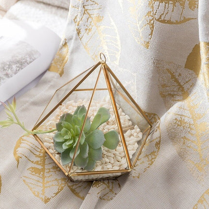 Cortina de salón con estampado hojas doradas