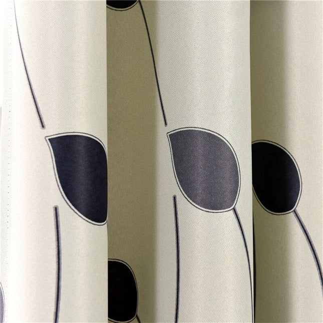 Cortina bicolor con estampado de hojas