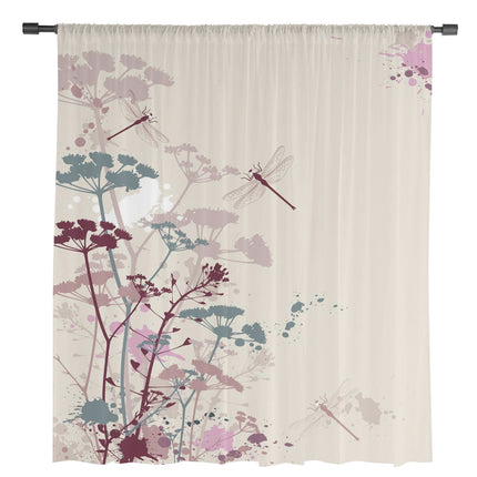 Visillo estampado con libélulas y flores