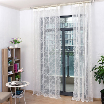 Visillo de encaje floral borde ondulado