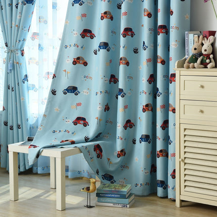 Cortina Opaca Infantil Azul Coches