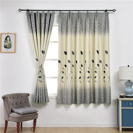 Cortina bicolor con estampado de hojas