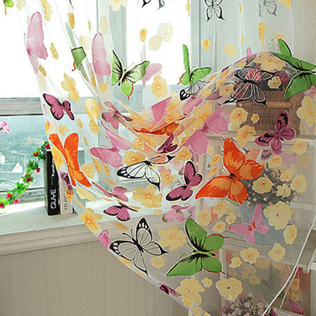 Visillo infantil con estampado de mariposas