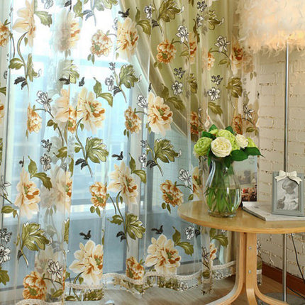 Visillo estampado con flores grandes