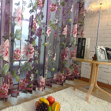 Visillo estampado con flores grandes