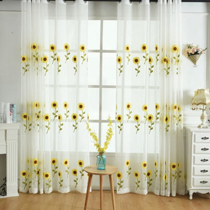 Visillo Bordado con Girasoles Amarillos