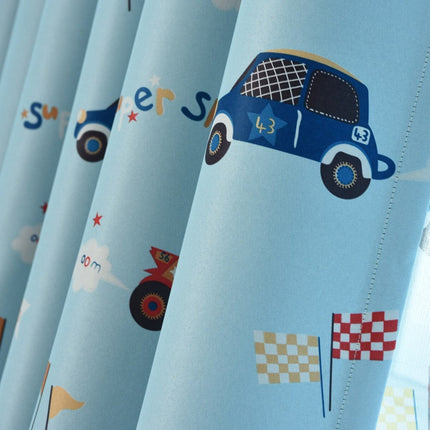Cortina Opaca Infantil Azul Coches