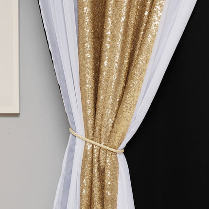 Cortina Opaca con Panel de Lentejuelas