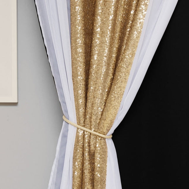 Cortina Opaca con Panel de Lentejuelas