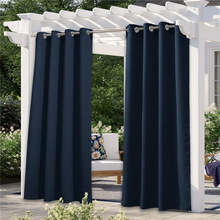 Cortina exterior azul oscuro para pérgola