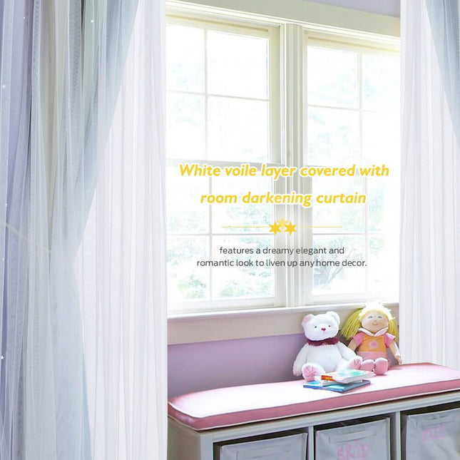 Cortina opaca con visillo de estrellas