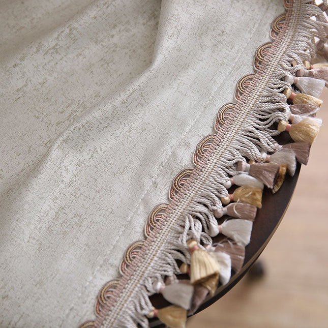 Cortina estilo boho con flecos borlas