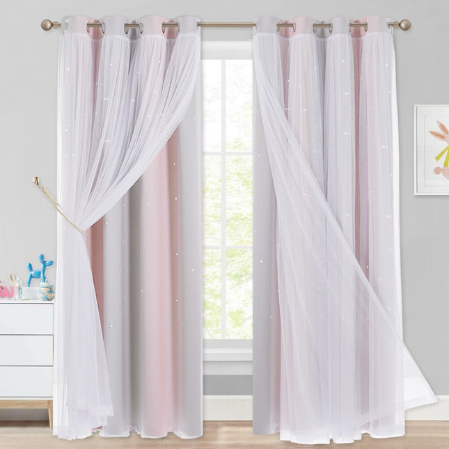 Cortina opaca con visillo de estrellas