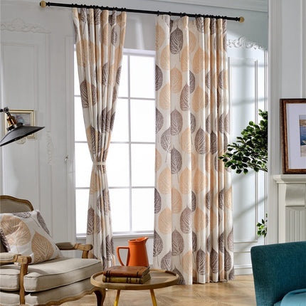 Cortina de salón con estampado hojas