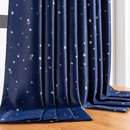 Cortina Opaca Infantil Azul Noche Estrellas