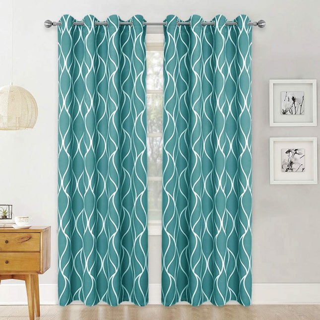 Cortina Opaca Verde con Estampado Moderno