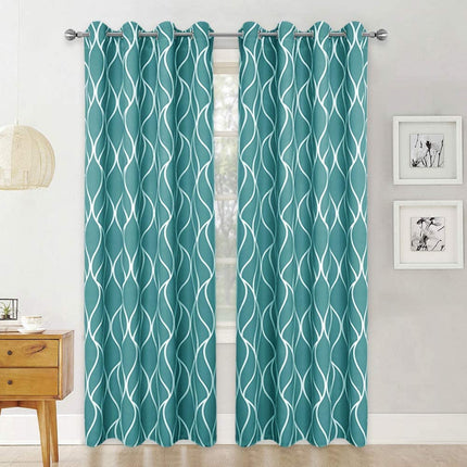 Cortina Opaca Verde con Estampado Moderno