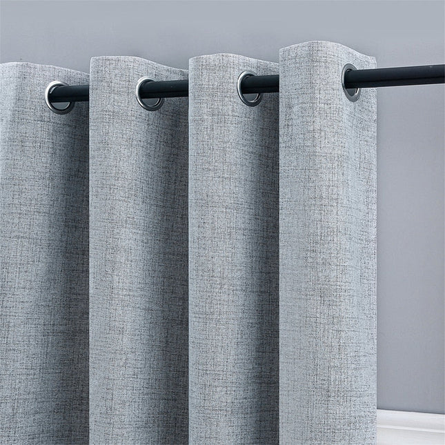 Cortina gris con ojales efecto lino