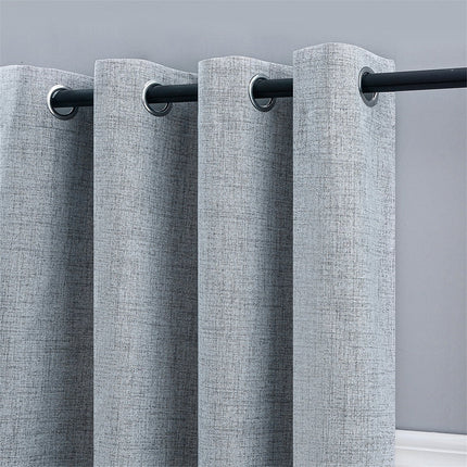 Cortina gris con ojales efecto lino