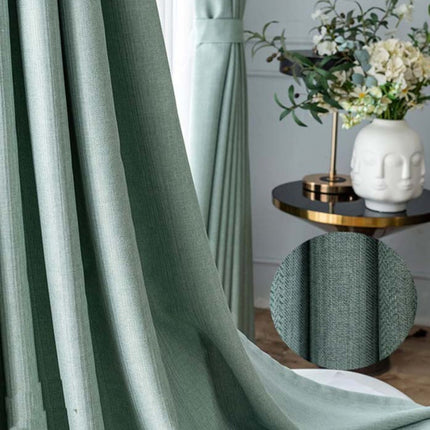 Cortina opaca texturizada color verde agua