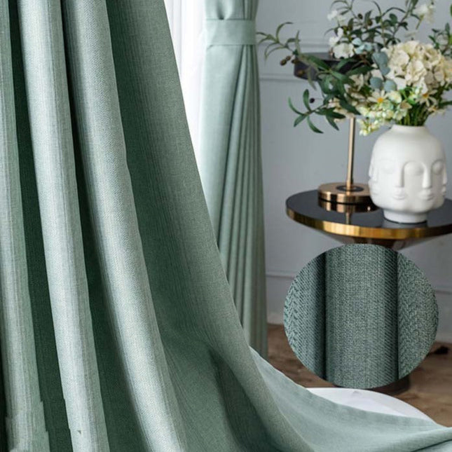 Cortina opaca texturizada color verde agua