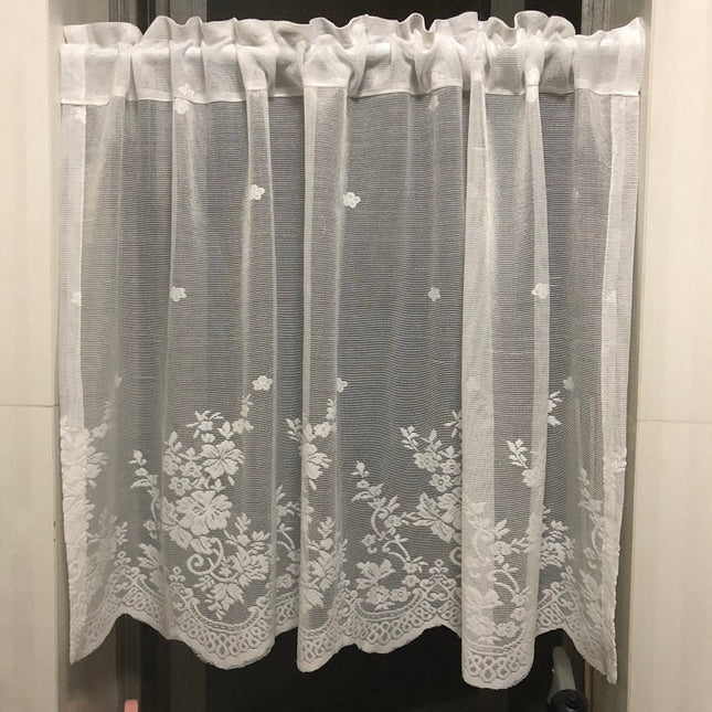 Visillo blanco con textura efecto jacquard