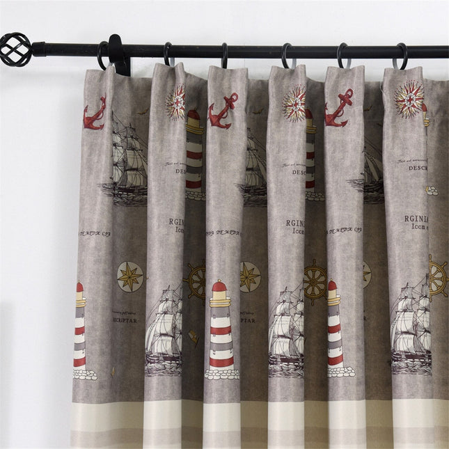 Cortina infantil con estampado marinero