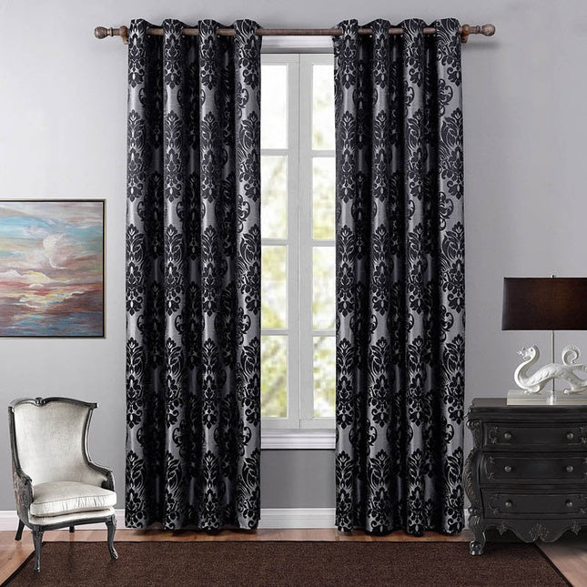 Cortina de salón con estampado damasco