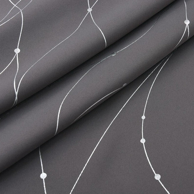 Cortina opaca gris con hilos plateados