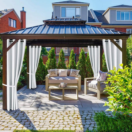 Cortina de exterior impermeable gris claro