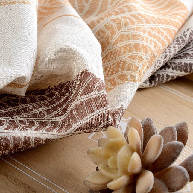 Cortina de salón con estampado hojas