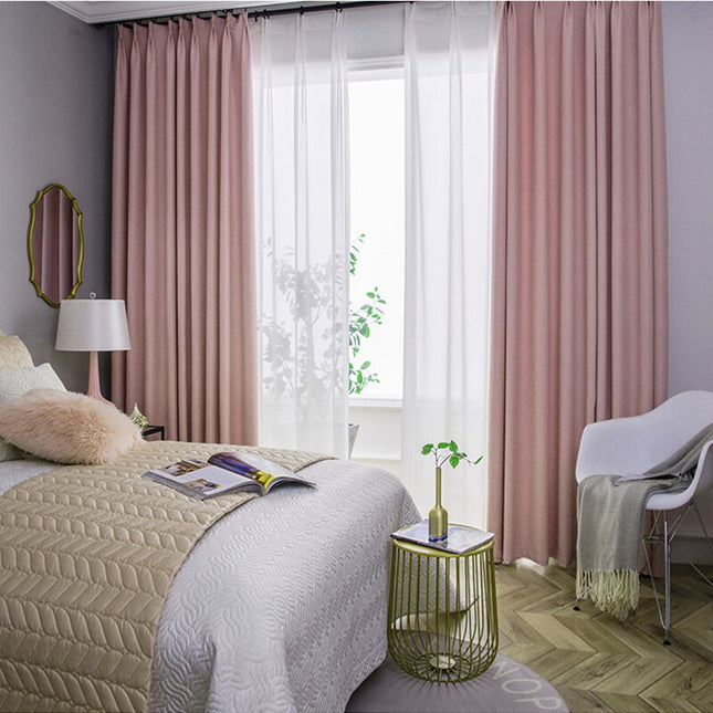 Cortina opaca para dormitorio color rosa