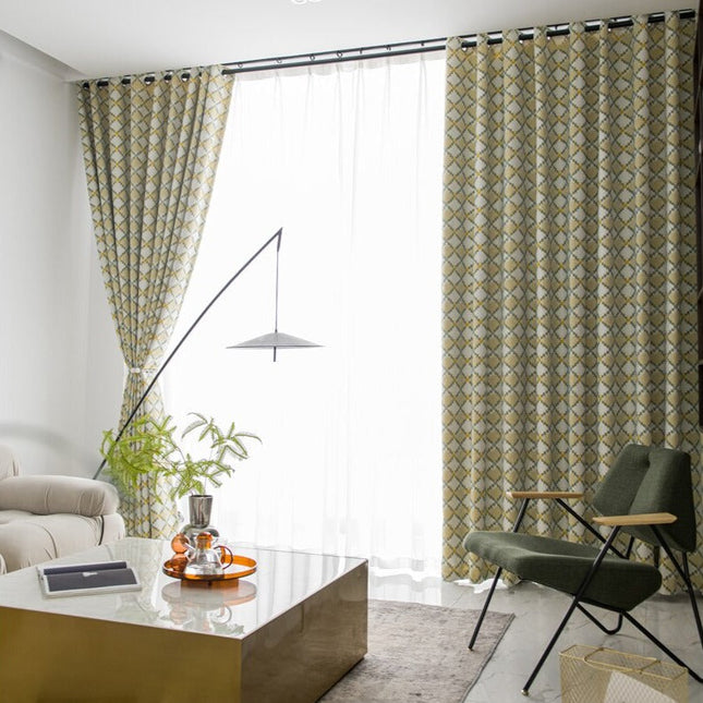 Cortina Estampada con Motivos Geométricos Nórdicos