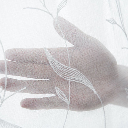 Visillo efecto lino con estampado vegetal