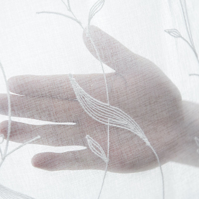 Visillo efecto lino con estampado vegetal