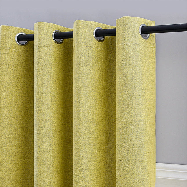 Cortina opaca efecto lino amarillo mostaza