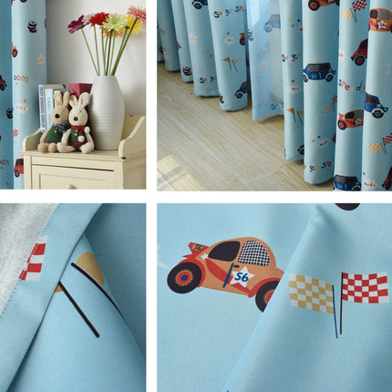 Cortina Opaca Infantil Azul Coches
