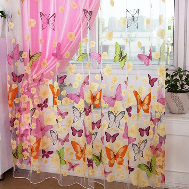 Visillo infantil con estampado de mariposas