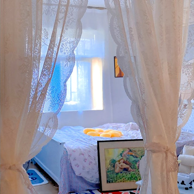 Visillo de encaje estilo rústico floral