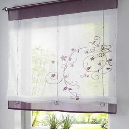 Visillo blanco bordado para ventana