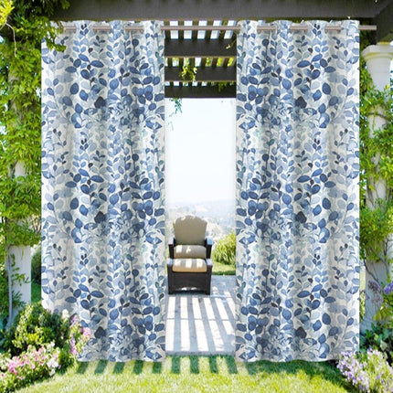 Cortina de exterior con estampado hojas