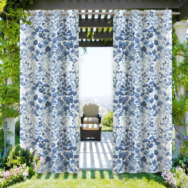 Cortina de exterior con estampado hojas