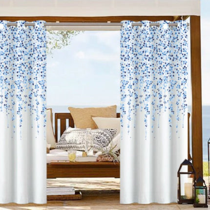 Cortina exterior con estampado floral azul