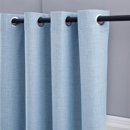 Cortina azul ahumado con efecto lino