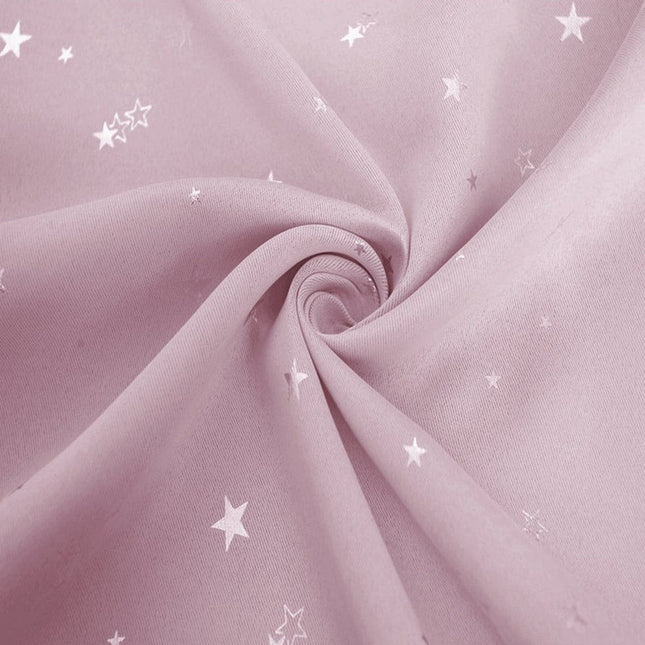 Cortina opaca infantil rosa con estrellas