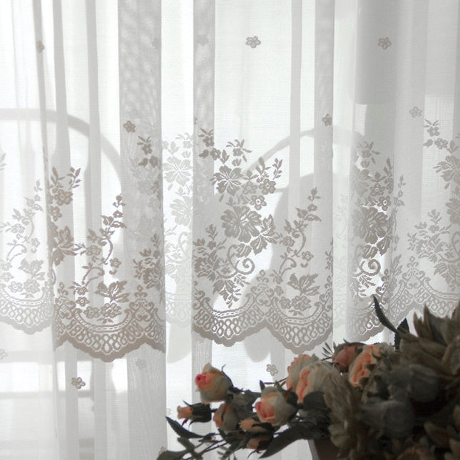 Visillo blanco con textura efecto jacquard