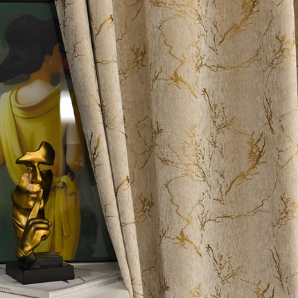 Cortina opaca con estampado mármol dorado