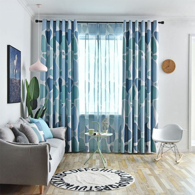 Visillo infantil azul con estampado renos