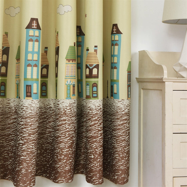 Cortina infantil con estampado de ciudad