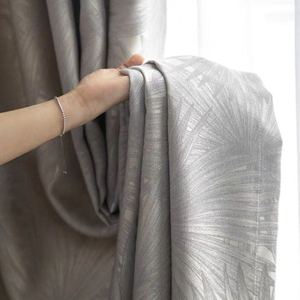 Cortina Opaca Jacquard con Hojas Tonales